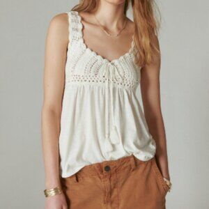 Lucky Brand Crochet Babydoll Tank Large